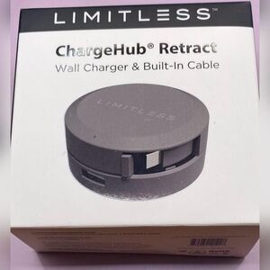Limitless ChargeHub Retract USB Wall Charger Type-C Cable 36in 15W Charcoal